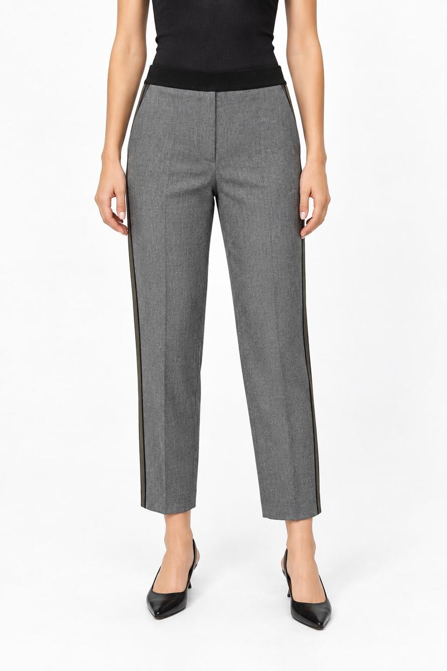 Zara Womens Gray Straight-Leg Side Gold Stripe Trousers Pants Size XS Dressy